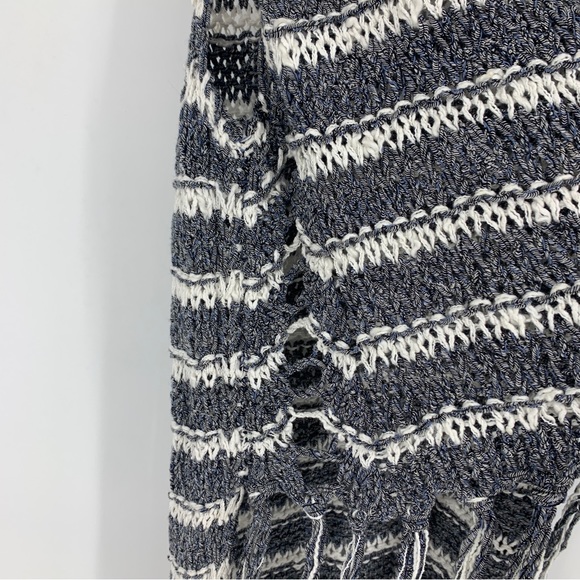 Free People Womens Small Folksong Midnight Striped Fringe Tunic OB475300 - Picture 3 of 12